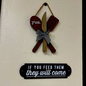 Kitchen sign set utensils and funny sign